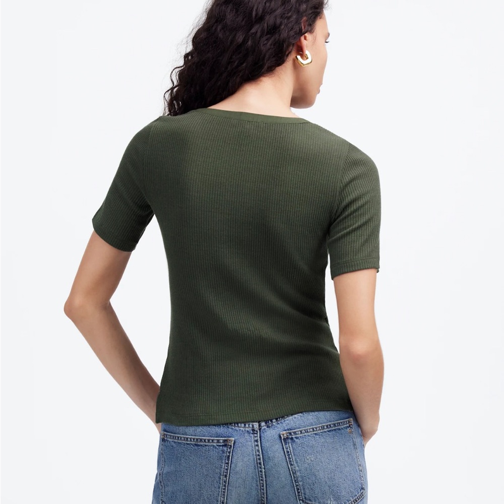 NWT Madewell Lace-Up Ribbed Top - Picture 3 of 8